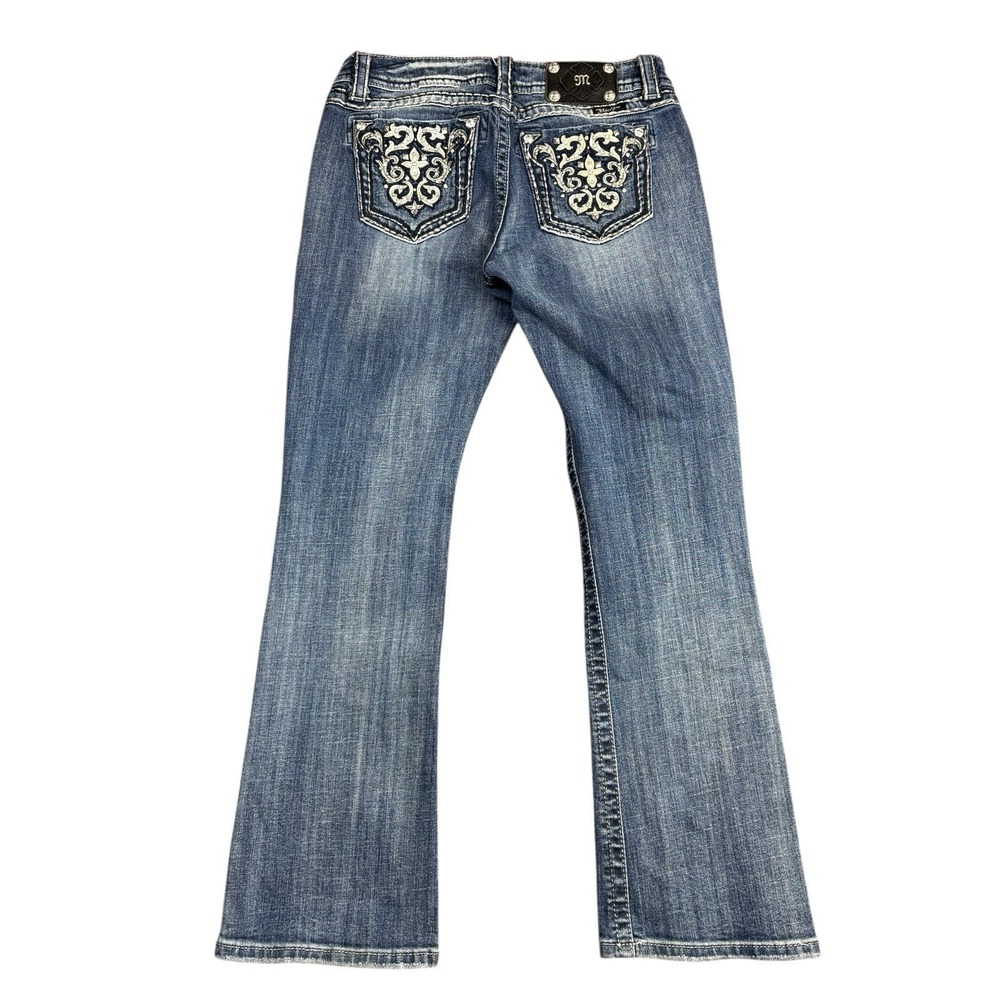 Miss Me Easy Boot Jeans Womens 28 Blue Denim Bootcut Embellished Rhinestone Y2K‎